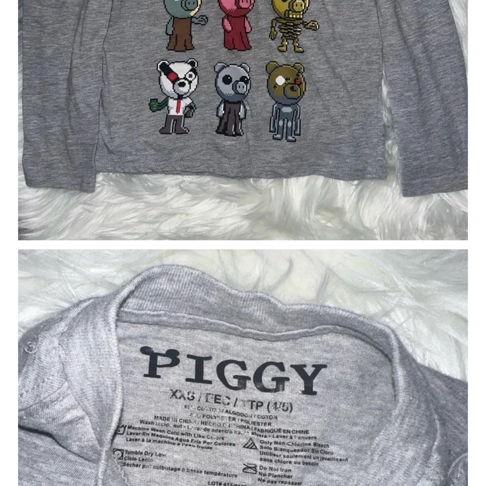Kids Gray Piggy Graphic Long Sleeve - Size 4/5
